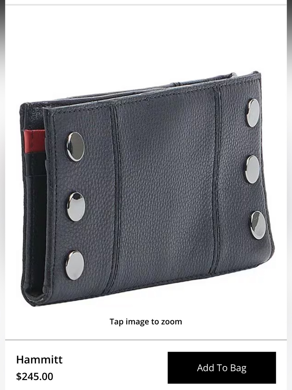 NWT🌷Hammitt 110 North Gunmetal Studded Wallet